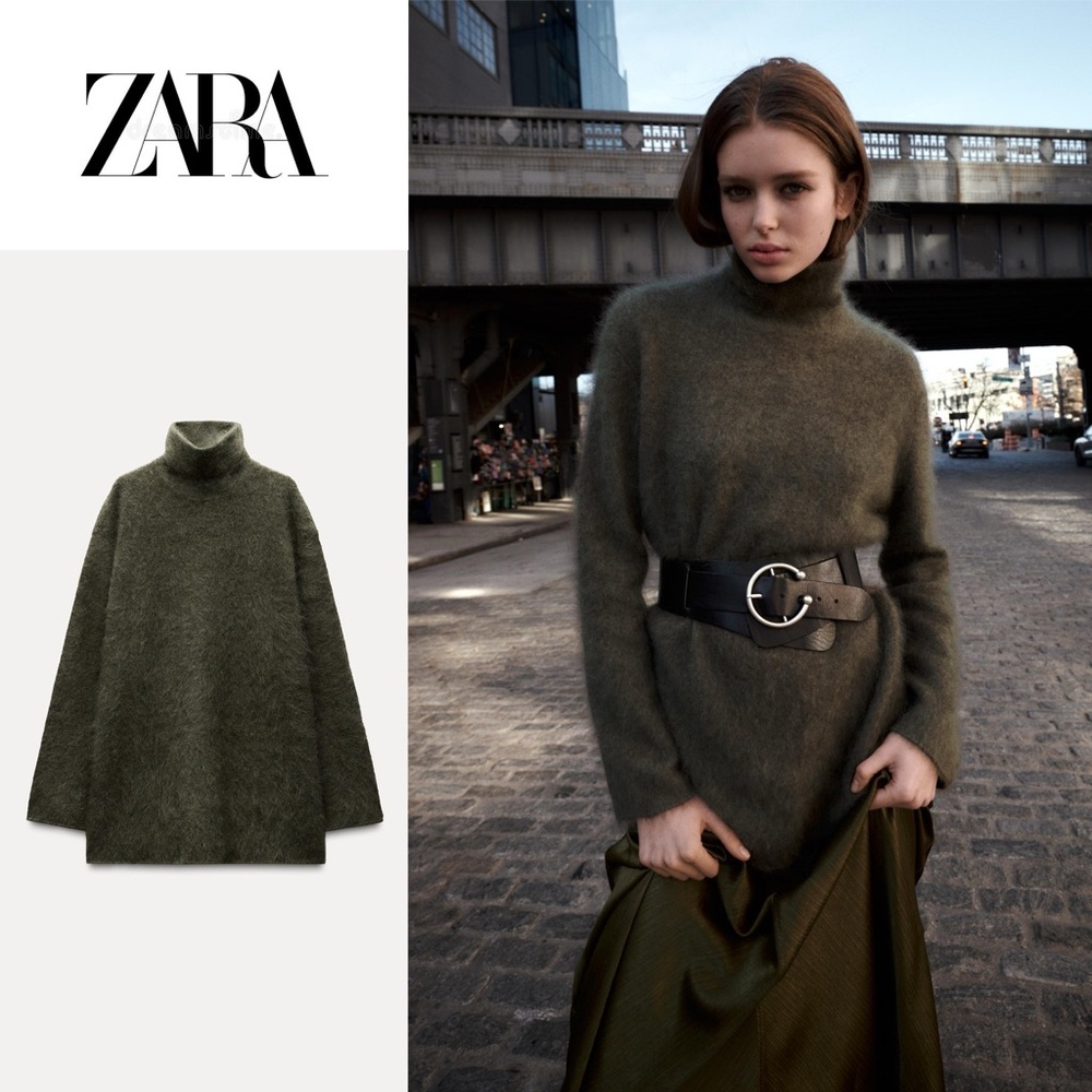 ZARA Cashmere & Wool Blend High Collar Sweater